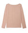 Damen-Langarmshirt aus beschichtetem Leinen rosa ROSE/grau ARGENT