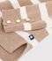 Damen-Pullover mit Rollkragen aus Wolle und Baumwolle mit Streifen beige/naturfarben