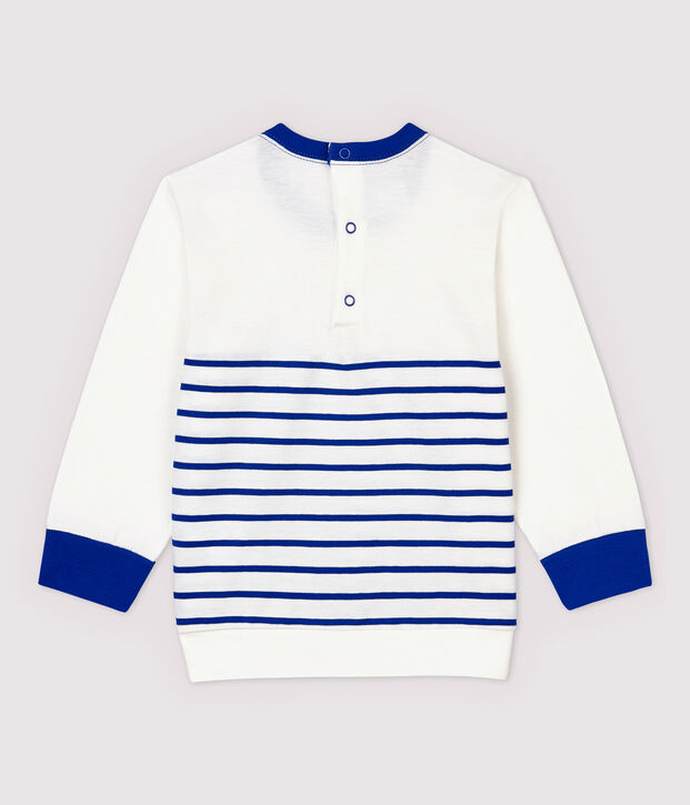Gestreiftes Baby-Sweatshirt aus Jersey f&uuml;r Jungen weiss/blau
