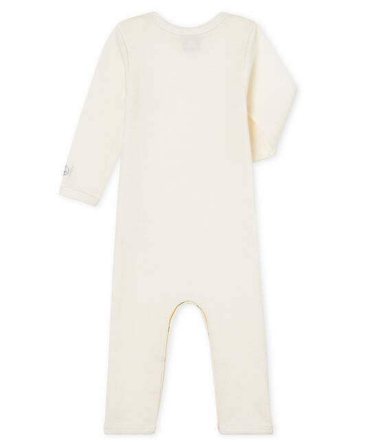 Baby-Body mit langen Beinen aus Wolle und Baumwolle ECRU CN