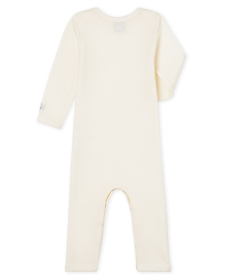 Baby-Body mit langen Beinen aus Wolle und Baumwolle beige ECRU CN
