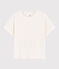 Einfarbiges T-Shirt aus Baumwolle/Leinen Damen weiss MARSHMALLOW