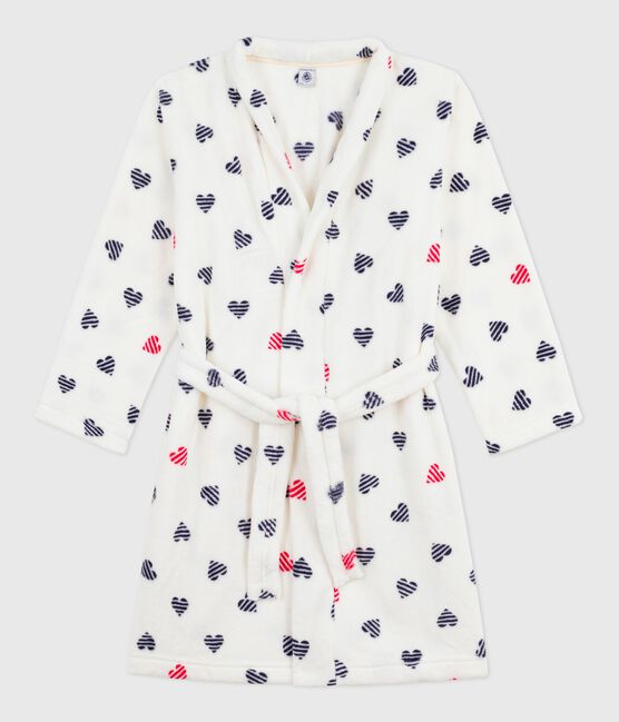 Kinder-Morgenmantel aus Fleece mit Muster weiss MARSHMALLOW/weiss MULTICO