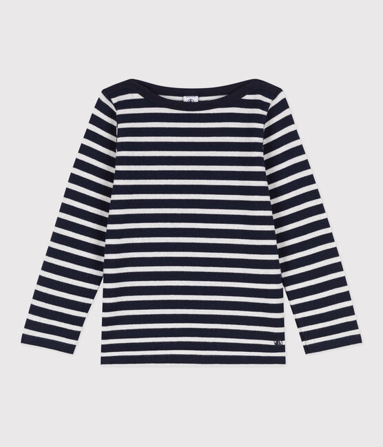 Kinder-Matrosenshirt aus Baumwolle für Mädchen blau SMOKING/ ARGENT