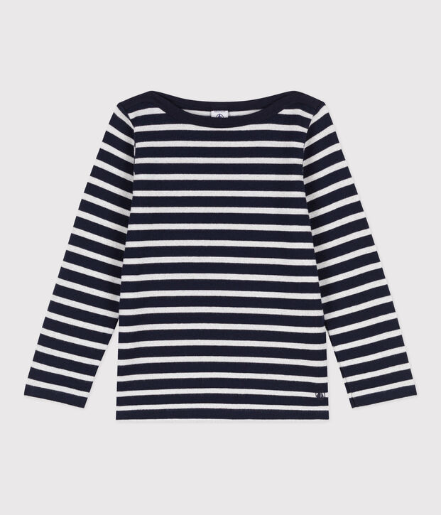 Kinder-Matrosenshirt aus Baumwolle f&uuml;r M&auml;dchen blau/grau