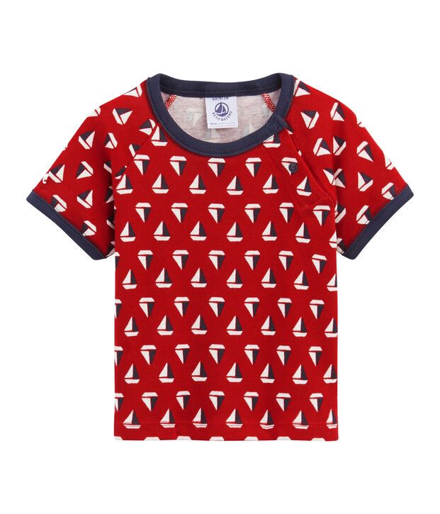 Gemustertes Baby-T-Shirt f&uuml;r Jungen weiss/rot/vielfarbig