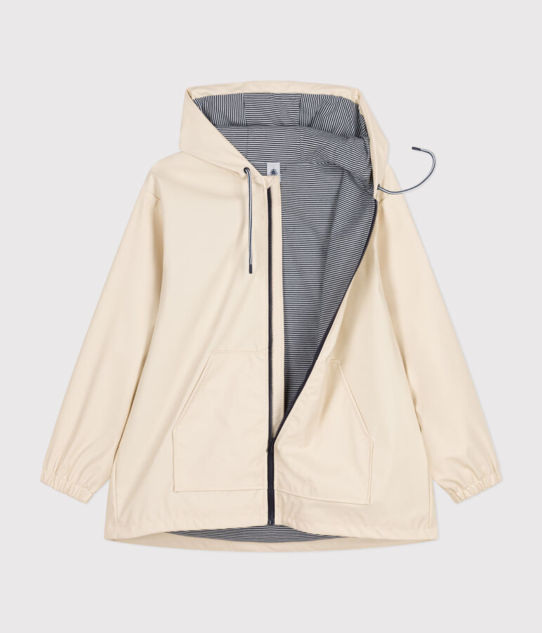 Damen-Regenjacke mit Kapuze naturfarben
