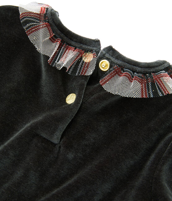 Kurzärmeliges Kinderkleid für Mädchen schwarz NOIR/weiss MULTICO