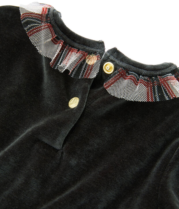 Kurz&auml;rmeliges Kinderkleid f&uuml;r M&auml;dchen schwarz/vielfarbig