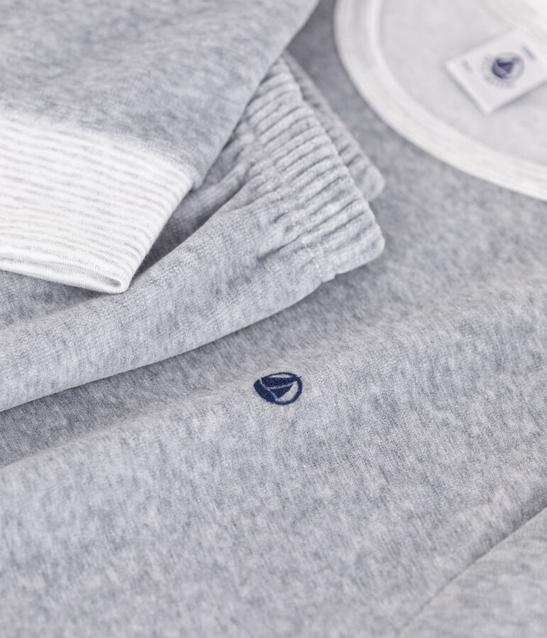 Einfarbiger Pyjama aus Nicki f&uuml;r Kinder CALCE = FUMEE CHINE