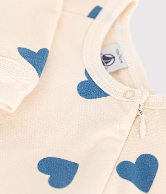 Strampler aus aufgerautem Molton mit Herzmotiv blau AVALANCHE/ BEACH