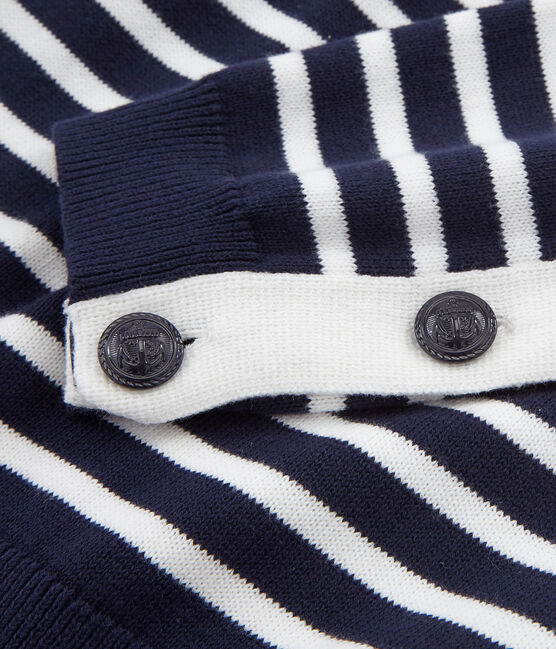 Damenpullover blau SMOKING/weiss MARSHMALLOW