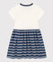 Kurzärmeliges Kinderkleid aus Baumwolle für Mädchen blau MEDIEVAL/weiss MARSHMALLOW