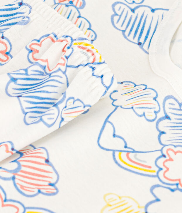 Kurzer Kinderpyjama aus Baumwolle mit Regenbogen-Printmotiv weiss/vielfarbig