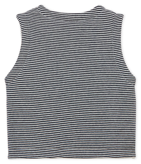 Ärmellose Baby Jungen Weste aus Rippstrick blau SMOKING/weiss MARSHMALLOW