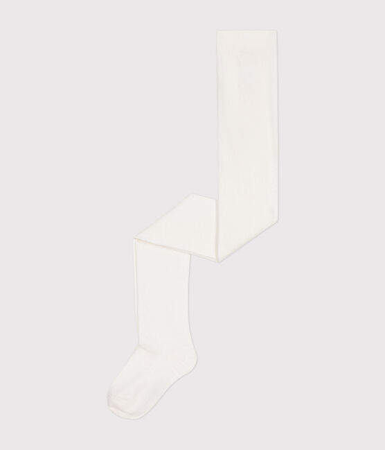 Einfarbige Kinder-Strumpfhose aus Baumwolljersey weiss MARSHMALLOW