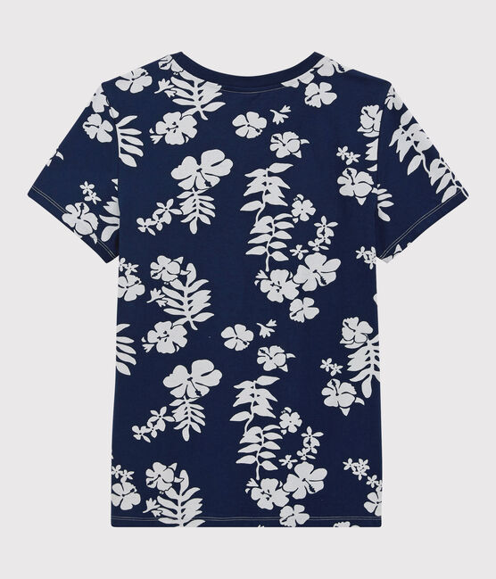 T-Shirt DAS GERADE mit Rundhalsausschnitt aus Bio-Baumwolle für Damen blau MEDIEVAL/weiss MARSHMALLOW