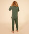 Einfarbiger Pyjama aus Baumwolle und Lyocell für kleine Mädchen und Jungen grün CROCO