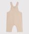 Langbeinige Baby-Latzhose aus einfarbigem Serge. beige