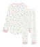 Pyjama mit hoch geschnittenem Bund aus Doubleface-Jersey für Mädchen weiss MARSHMALLOW/weiss MULTICO