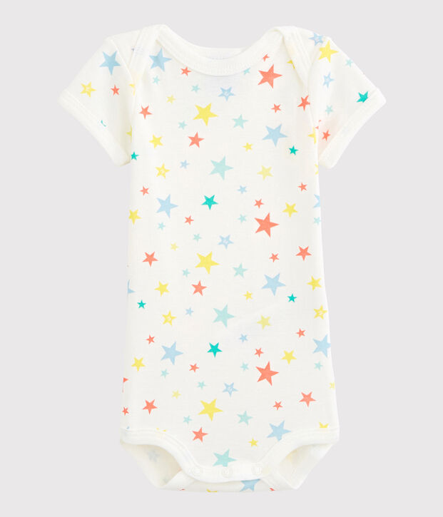 Kurz&auml;rmeliger Baby-Body M&auml;dchen/Jungen weiss/vielfarbig