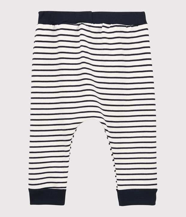 Baby-Hose aus Molton. weiss/blau