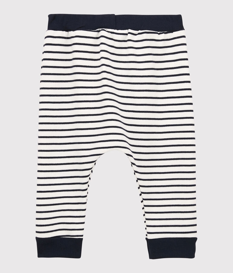 Baby-Hose aus Molton. weiss/blau