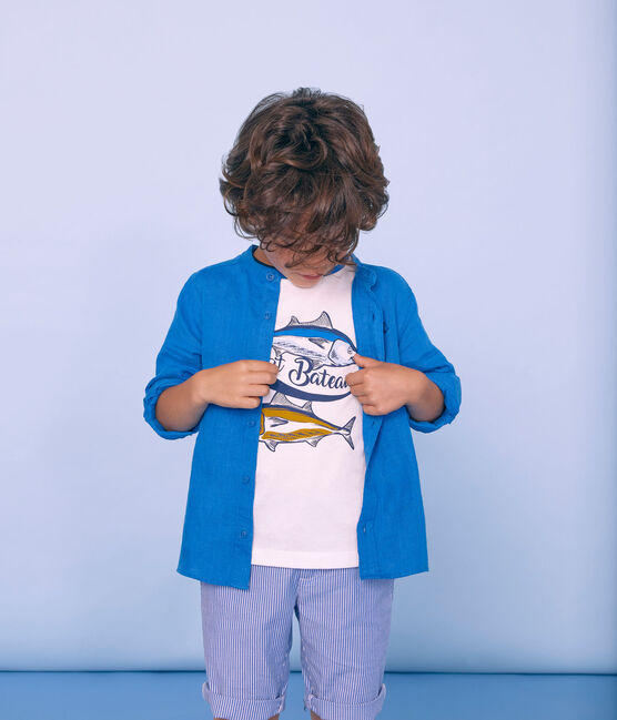 Kurzärmeliges Kinder-T-Shirt Jungen weiss MARSHMALLOW