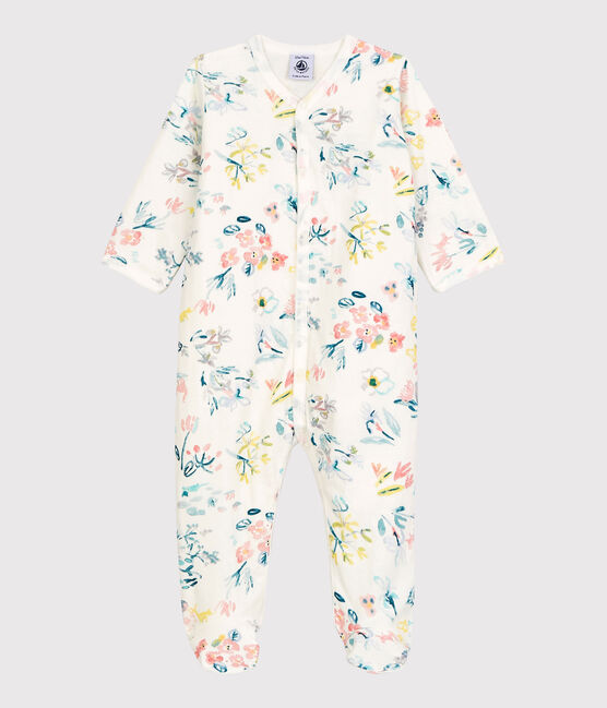 Baby-Strampler aus Doppeljersey mit floralem Muster für Mädchen weiss MARSHMALLOW/weiss MULTICO