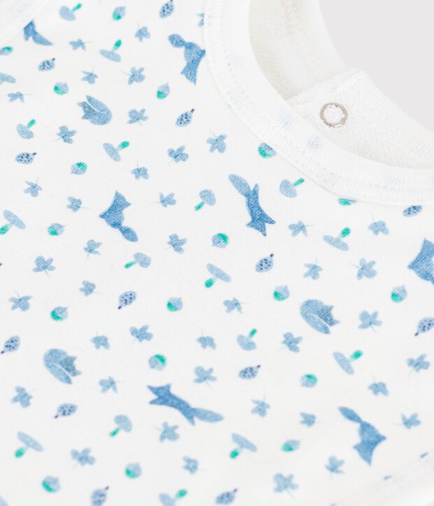 Baby-L&auml;tzchen aus gemusterter Baumwolle weiss/blau