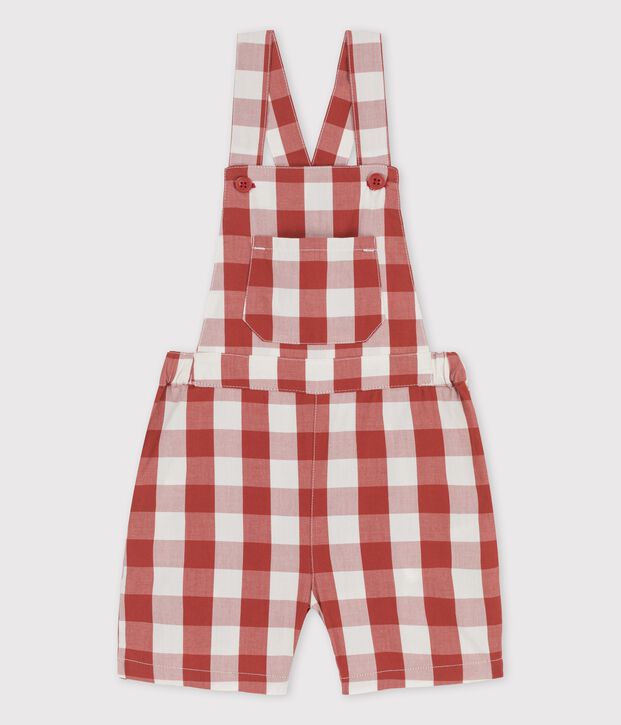 Kurze Baby-Latzhose aus Popeline braun/naturfarben