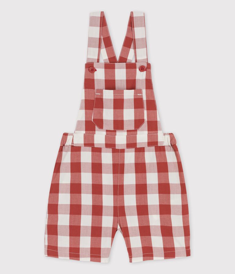 Kurze Baby-Latzhose aus Popeline braun/naturfarben