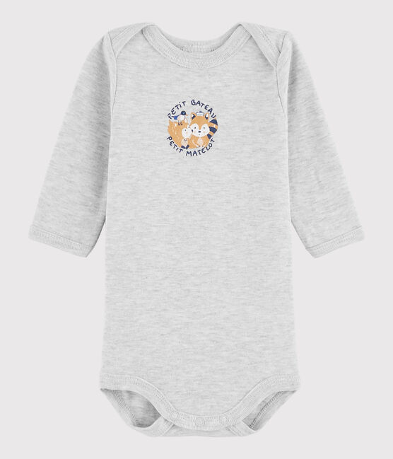 Langärmeliger Baby-Body Jungen grau BELUGA CHINE