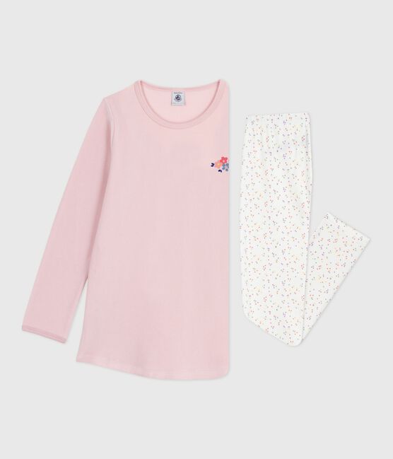 Kinder-Nachthemd und Leggings aus Nicki rosa JOLI/weiss MULTICO
