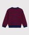 Kinder-Pullover aus Wolle und Baumwolle mit Streifen blau/rot