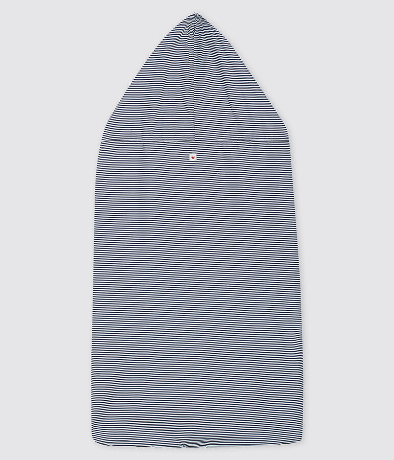 Gestreifter Schutz f&uuml;r Babytrage blau/weiss