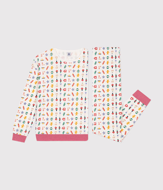 Pyjama aus Baumwolle mit Weihnachtsmotiven weiss MARSHMALLOW/weiss MULTICO