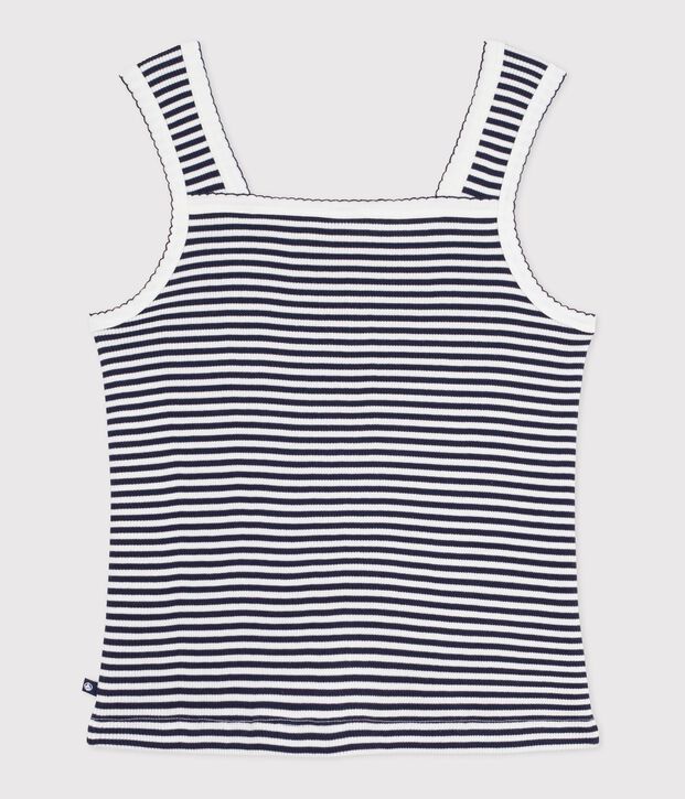 Damen-Tanktop aus Baumwolle mit Streifen blau/weiss