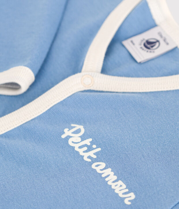 Strampler aus einfarbiger Baumwolle blau