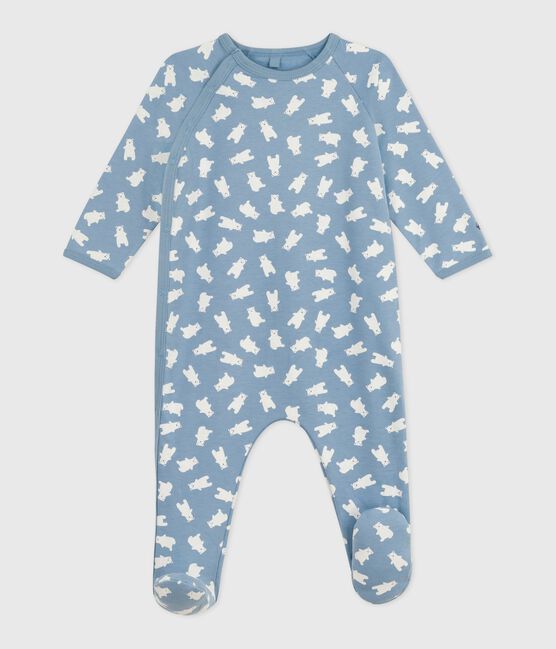Strampler aus aufgerautem Molton mit Motiv blau ADRIATIC/ MILK