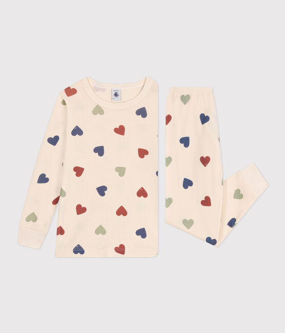 Kinderpyjama aus Baumwolle mit Herz-Printmotiv weiss AVALANCHE/ MULTICO