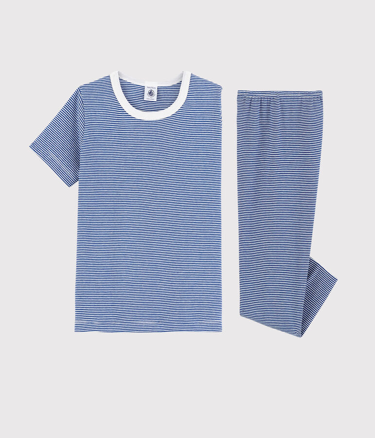 Kinderpyjama aus Baumwolle mit blauem Milleraies-Design f&uuml;r Jungen blau SURF/weiss MARSHMALLOW