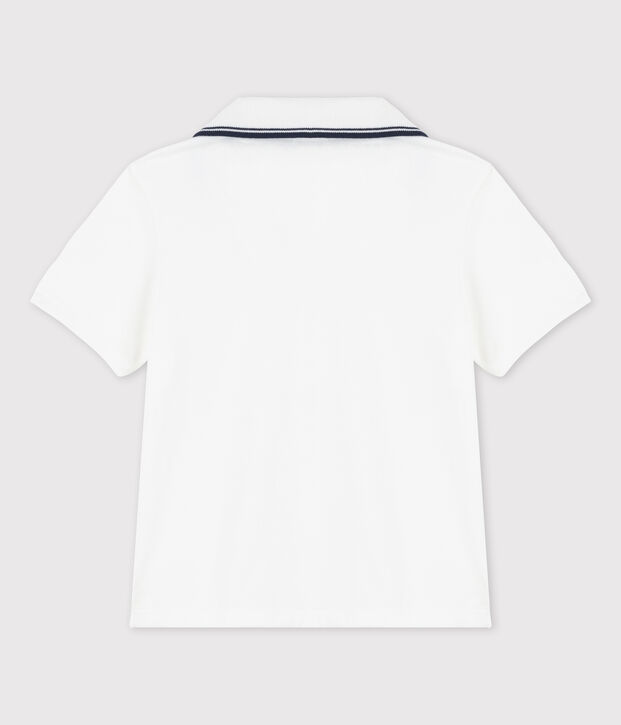 Kurz&auml;rmeliges Poloshirt aus Jersey f&uuml;r Jungen weiss