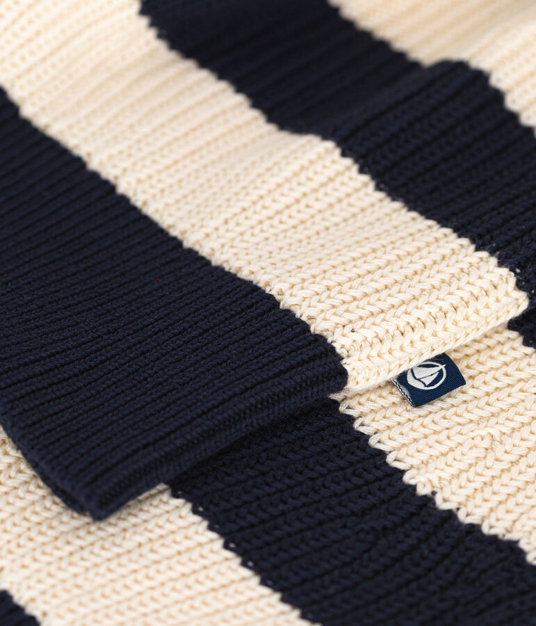 Damen-Pullover aus Baumwolle blau/naturfarben