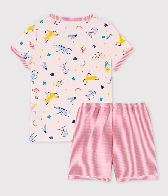 Kinder-Kurzpyjama aus Baumwolle für Mädchen rosa FLEUR/weiss MULTICO