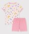 Kinder-Kurzpyjama aus Baumwolle für Mädchen rosa FLEUR/weiss MULTICO