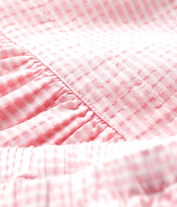 Baby-Kleid und -Bloomers f&uuml;r M&auml;dchen. rosa/weiss