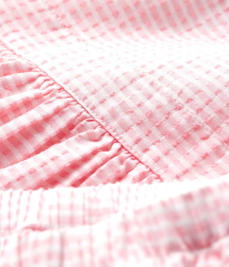 Baby-Kleid und -Bloomers f&uuml;r M&auml;dchen. rosa/weiss