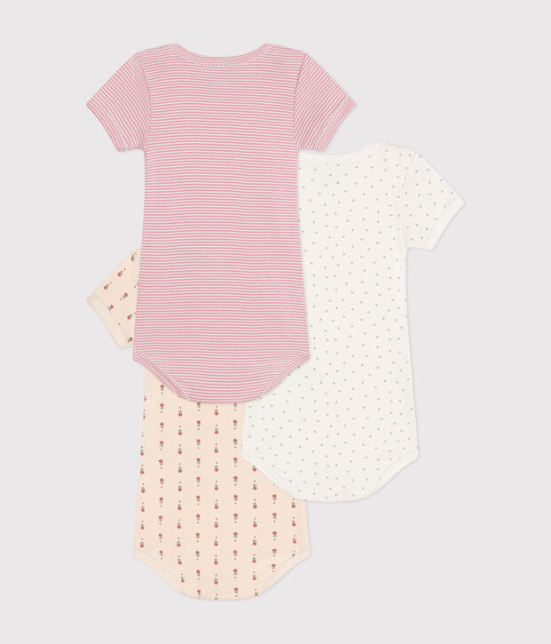 Set aus 3 kurz&auml;rmeligen Baby-Bodys aus Baumwolle vielfarbig