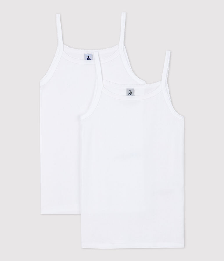 2er-Set wei&szlig;e Spaghetti-Tops f&uuml;r M&auml;dchen variante 1